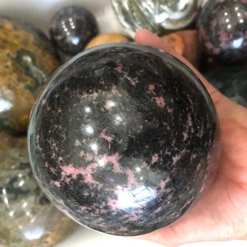 100mm plum turmalina natural palma cura bola de cristal