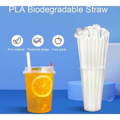 100 Pieces Of Individually Packaged Pla Biodegradable Straws Tea Beverage Straws Thickened Holiday Event Party Disposable Straws