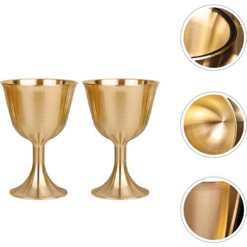 2pcs Decorative Brass Chalice Cup Luxury Table Cup Goblet Auspicious Adornment