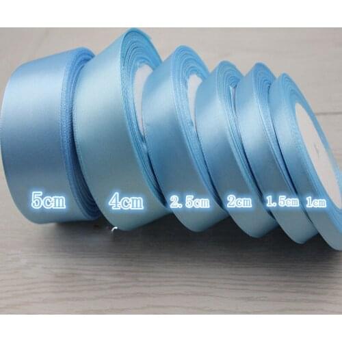 25 Yards/roll) 1-5cm Sky Blue Single Face Satin Ribbon Party Decoration Gift Wrapping Christmas Ribbons Sewing