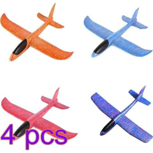 4Pcs Foam Airplane & Throwing Glider Air Plane Inertia Aircraft Hand Launch Model Flying Toy Party for Kids Girls Boys,18 inch