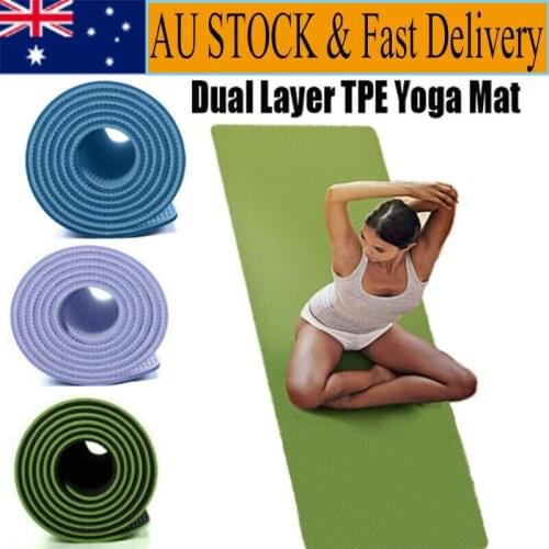 6mm TPE Yoga Mat Non Slip Exercise Mat Dual Layer Fitness Pilates Gym Mat Thick Fitness & Body Building