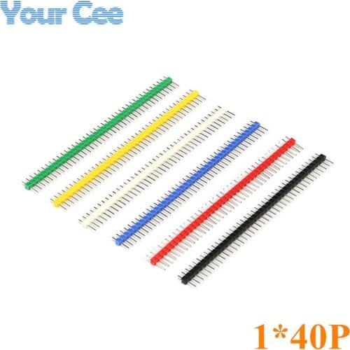 1set/6pcs Multicolor 1*40P Single Row Pin Needles Spacing 2.54MM Yellow Blue Green Black Red White Pin Header