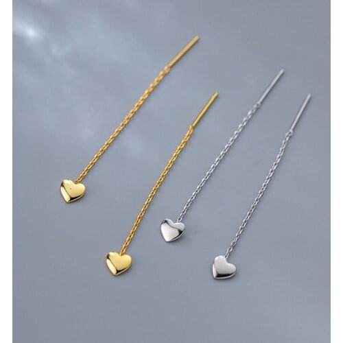 925 SterlingLong Tassel Heart Drop Earring For Women Party Wedding Jewelry Accessories eh959