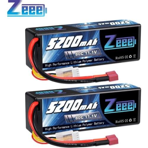 2units Zeee Lipo Battery 3S 11.1V 80C 5200mAh with Deans Plug Hardcase Battery for RC Car Boat Helicopter Airplane Truck