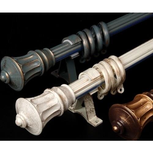 Aluminum Alloy White European Country Style Curtain Rod Single Double Rods Side installation Tracks Curtain Accessories