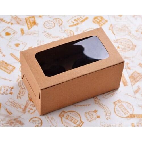 Free Shipping 30PCS/LOT Kraft Color No Printing 2PCS Cup Cake Box/ Cookies Box Include Insert
