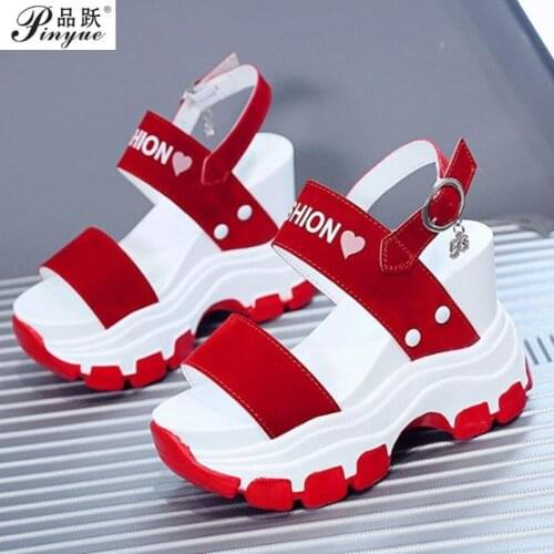 10.5cm Height Increasing Platform Sandals Women Bottom Chunky Heel Student Summer Beach Shoes Sandalias Mujer