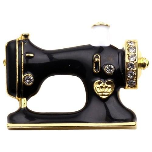Hijab Pin Sewing Machine Brooch Black Enamel Sewing Badges Brooches For Women Gilr Fashion Jewelry Collar Suit Scarf Accessories