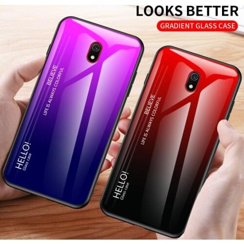 For Xiaomi Redmi 8A Case Tempered Glass Luxury Gradient Soft Silicone Frame Cover For Xiomi Redmi 8A Phone Case