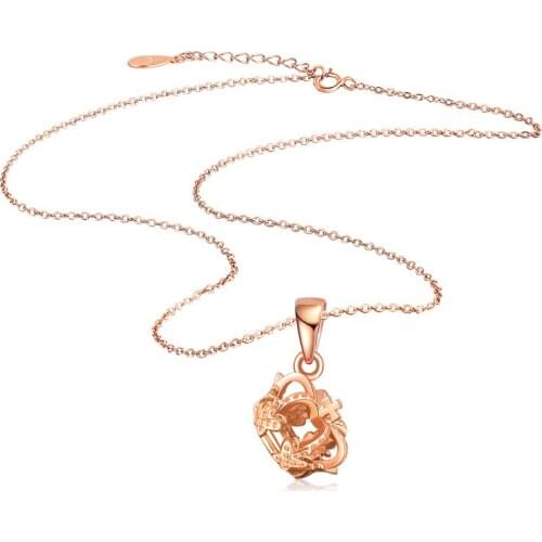 Elegant Lady Rose gold Necklace 100%925 Sterling Silver Noble princess crown pendant chain Chocker Fashion Woman Jewelry Girl