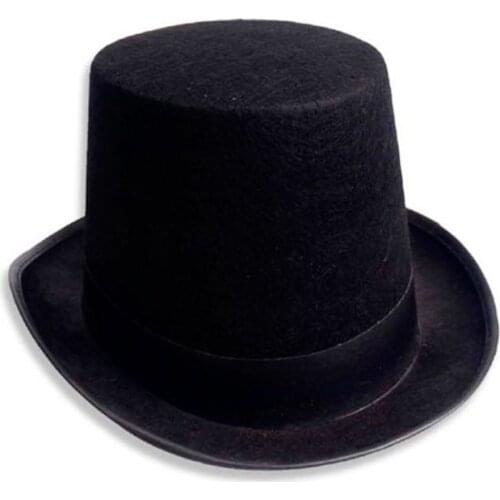 Men Women Retro Magician Black Jazz Cap Halloween Felt Top Hat DIY Steampunk Masquerade Dress Up Party Cosplay Costume Props