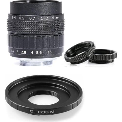 Fujian 50mm f/1.4 APS-C CCTV Lens+adapter ring+2 Macro Ring for Canon EF-M EOSM Mirroless Camera M1/M3/M5