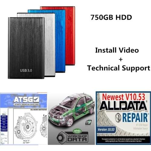 2020 Hot alldata V10.53 auto repair software Alldata vivid atsg with tech support for cars and trucks USB 3.0 DHL free shipping