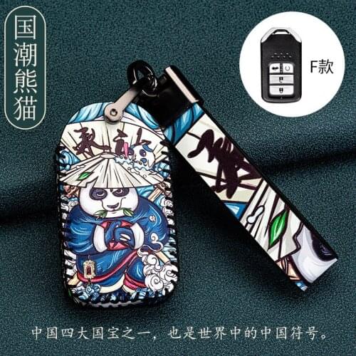 Honda Accord Civic CR-V Fit Crown Road Odyssey Key Case Chinese Wind Pattern Leather Car Key Case
