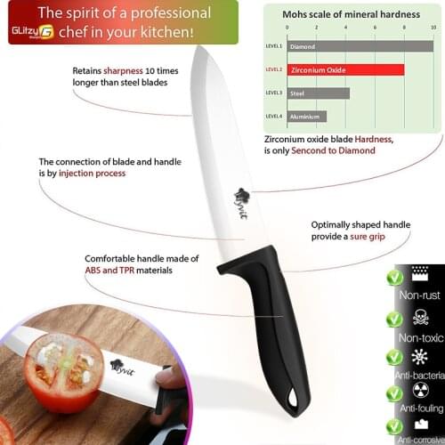 Ceramic Knife 3 4 5 6 inch Kitchen Chef Knives Utility Slicer Paring Serrated Bread White Zirconia Blade Cooking Vegetable Tools