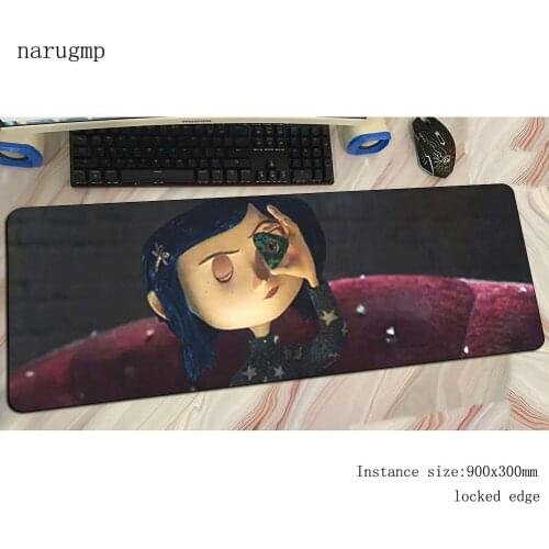 Coraline padmouse 900x300x2mm gaming mousepad game 3d large mouse pad gamer computer desk HD pattern mat notbook mousemat pc