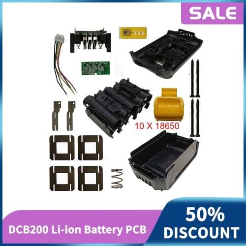 Hot DCB200 Li-ion Battery Plastic Case PCB Charging Protection Circuit Board Box Shell For Dewalt 18V 20V 4Ah 6Ah Power Tool