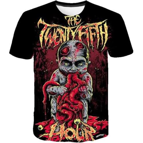 Mens Personalized Summer Skull T-Shirt Hip Hop Punk Rock Tops Wholesale