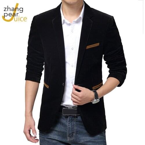 Mens Corduroy Blazer Jacket Plus Size Fashion Casual Suit Jacket Mens Business Blazers Veste Costume Homme