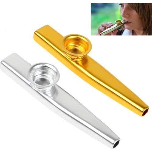 Musical Instrument Metal Kazoo with Flute Diaphragm 2 Colors Optional For Beginners and Kids