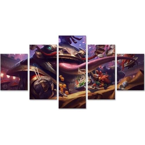 LoL Tahm Kench Wall Art HD Prints Home Decoration 5 Pieces Canvas Painting Modular Living Room Pictures Artwork Poster
