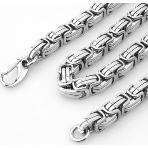 New Arrive 8/12/15mm Cool 316L Stainless Steel Silver Color Handmade Byzantine Chain Necklace Or Bracelet 7-40inch Mens Jewelry