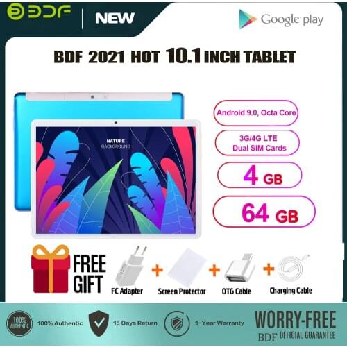 2021 BDF 10 Inch Android 9.0 Quad Core 2GB/32GB 3G Phone Call Tablets Pc WiFi Bluetooth Support Google Market Tab Android Tablet