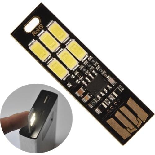 Soshine Portable Mini USB Power 6 LED Light Bar Light Lamp 1W 5V Touch Dimmer Warm Light for Power Bank Computer Laptop