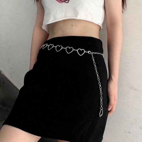 Women Fashion Oversized Peach Heart Classic Waist Chain Love Heart Hollow Girdle Hip Hop Style Waistband Fashion Mental Belts