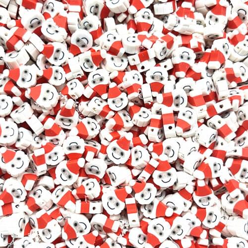 30pcs/lot 10mm Christmas Pattern Beads Polymer Clay Spacer Loose Beads for Jewelry Making DIY Hand Chain Necklace Accessories #A