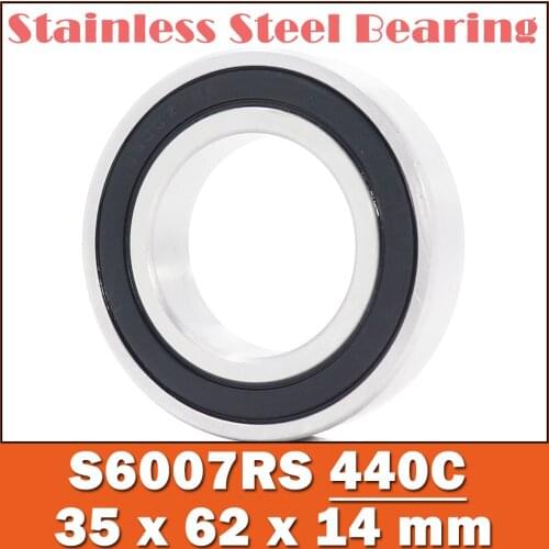 2PCS S6007RS Bearing 35*62*14 mm ABEC-3 440C Stainless Steel S 6007RS Ball Bearings 6007 Stainless Steel Ball Bearing