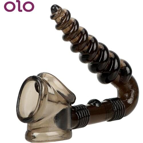 OLO Silicone Anal plug Cock Ring Stimulator Butt Plug Male Masturbator Erotic Prostate Massage Penis Ring Sex Toys for Men