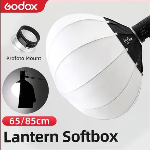 Godox 65cm or 85cm Lantern Foldable Quick-install Portable Round Shape Softbox Light + Skirt for Profoto Mount Studio Flash