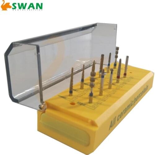 Dental Materials Diamond Burs Kit Drill Burs for All Ceramic Porcelain / High speed Burs Drill Bits for Polishing Dentistry Lab
