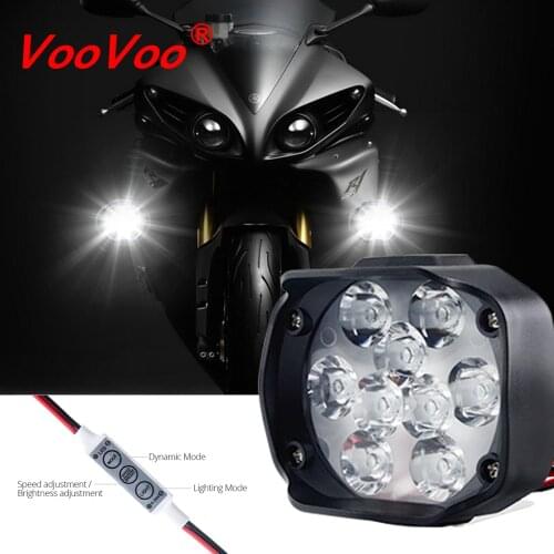 VooVoo Super Bright Motorcycle Led Light Fog Spot Headlight Assembly Working Light + Remote Control DC 12V 24V External Lighting