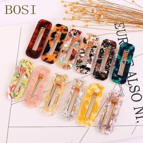 2019 New acrylic hair clips Fashion for women girls hair Leopard Hair Clip Geometric Square Shape Hairpin barrettes jewelry hot