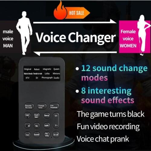 Voice Changer Microphone Mini Sound Card 12 Sound Change Modes for Phone Computer PC Game Machine Halloween Christmas Gift