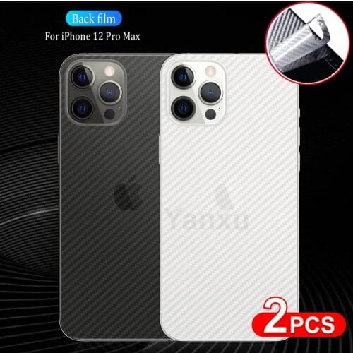 2Pcs Carbon Fiber Screen Protector For iPhone 12 11 Pro Max X XS XR 6 7 8 Plus Protective Film On iPhone 12Mini SE2 Back Sticker