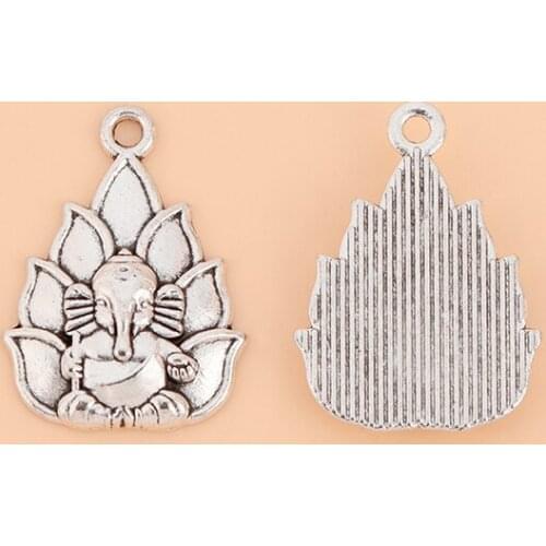 30pcs/Lot Silver Color Ganesha Elephant Hindu God Of Beginnings Charms Pendants Beads for Necklace Jewelry Making Accessories