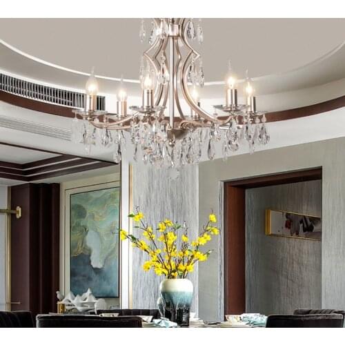 American chandelier country villa retro creative personality living room dining room lighting iron crystal lighting