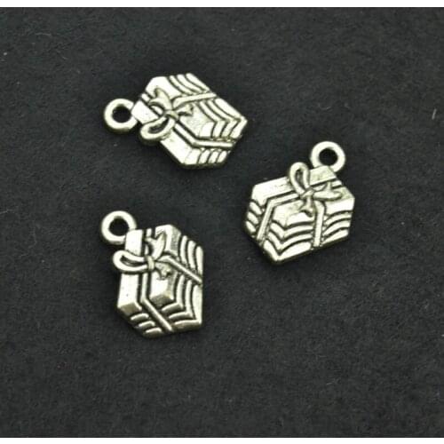 Free Shippin 25 pcs 16*12 mm antique silver color Alloy Gift box charms Pendant Jewelry Findings 3317A