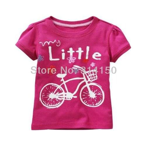 FREE SHIPPING----Baby Girl Pretty Rose Red T-Shirt For Summer Wear Children Clothing Girls Pure Cotton Shirt 1pcs