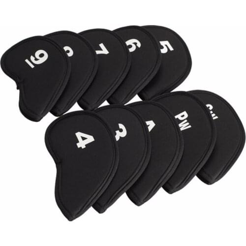 Hot sale 11pcs Neoprene black Golf Club Head Cover Iron Covers golf putter headcover
