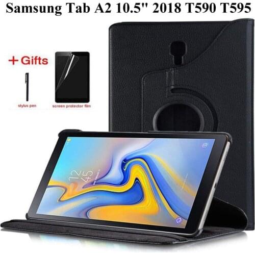 360 Rotating PU Leather Case For Samsung Galaxy Tab A 10.5 2018 SM-T590 T595 T597 cover for Samsung Tab A 10.5 case+Film+Pen