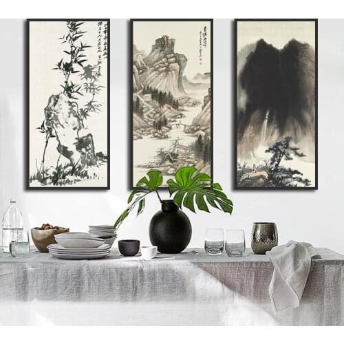 Zhang Daqian Chinese Ink Landscape Painting HD Prints on Canvas Wall Art Picture for Living Room Home Decor