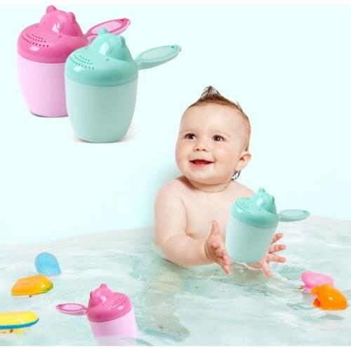 Baby Bath Cup Toddle Shampoo Cup Cartoon Hippo Children Bathing Bailer Baby Shower Spoons Solid Washing Hair Cup Kids Bath Tool