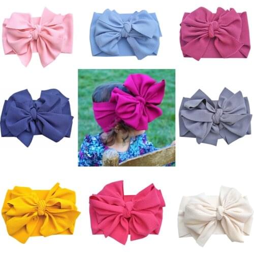 Double Bows Baby Headband Wide Infant Baby Girl Headband Birthday Party Headwear Baby Turban Big Bow Hair Accessories 15 Colors