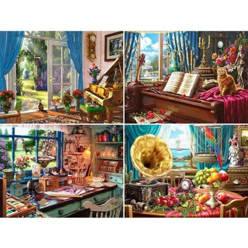 DIY 5D Diamond Painting Cross Stitch Garden DIY Diamond Embroidery Landscape Full Drill Square Mosaic Rhinestones Decor for Home