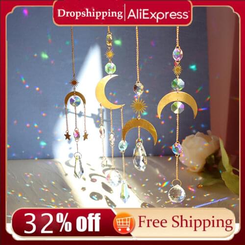 Crystal Catcher Hexagonal Diamond Prisms Hanging Rainbow Chaser Lighting Accessories for Window Curtains Pendant Home Garden